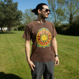 T-shirt en coton délavé Nomad Sari - Soleil et Zodiaque - Marron - Taille M