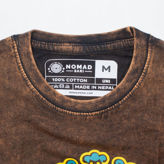 T-shirt en coton délavé Nomad Sari - Soleil et Zodiaque - Marron - Taille M