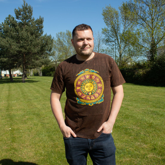 T-shirt Nomad Sari en coton délavé - Soleil et Zodiaque - Marron - XL