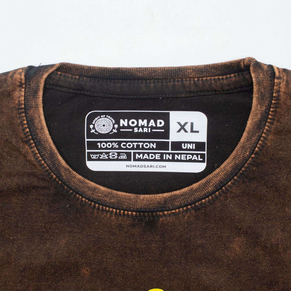 T-shirt Nomad Sari en coton délavé - Soleil et Zodiaque - Marron - XL