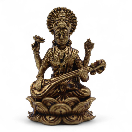 Divinités miniatures en laiton - Sarswati (52 g) - 49 mm