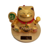 Socle en bois Solar Money Cat - Main mobile dorée