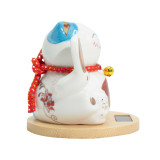 Socle en bois Solar Money Cat - Main mobile bleue