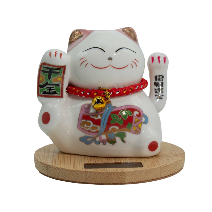 Socle en bois Solar Money Cat - Main mobile rose