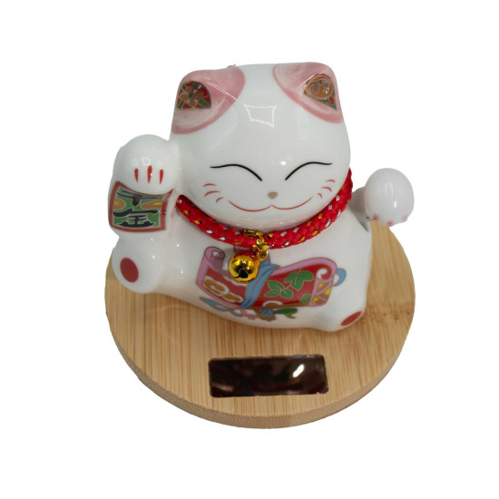 Socle en bois Solar Money Cat - Main mobile rose