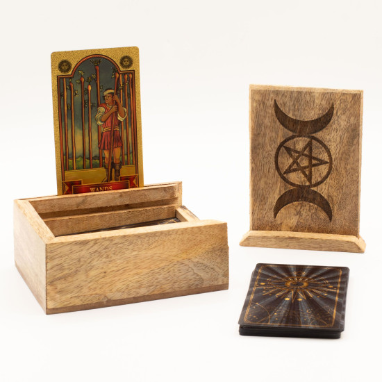 Petit coffret de tarot avec porte-cartes