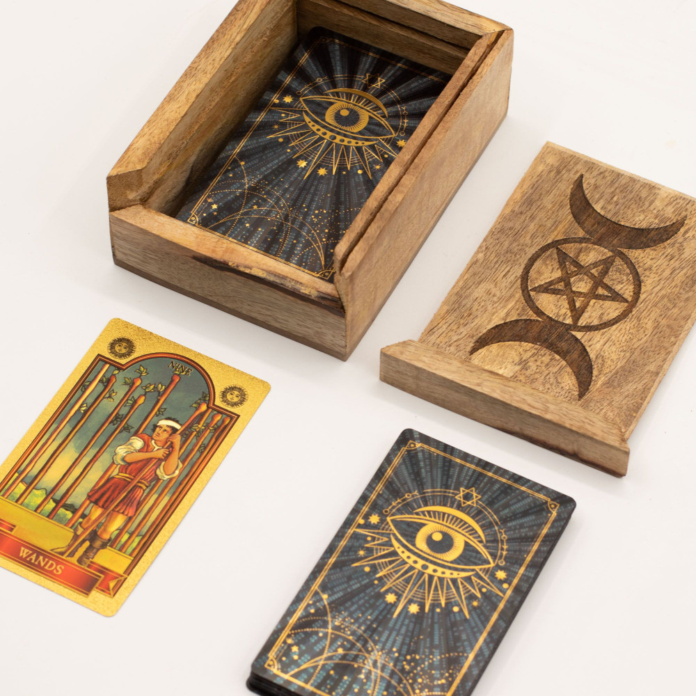 Petit coffret de tarot avec porte-cartes