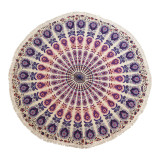 Petit mandala rond en coton (130 cm) - Violet paon