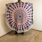 Petit mandala rond en coton (130 cm) - Violet paon