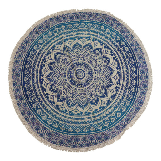 Petit mandala rond en coton (130 cm) - Bleu classique