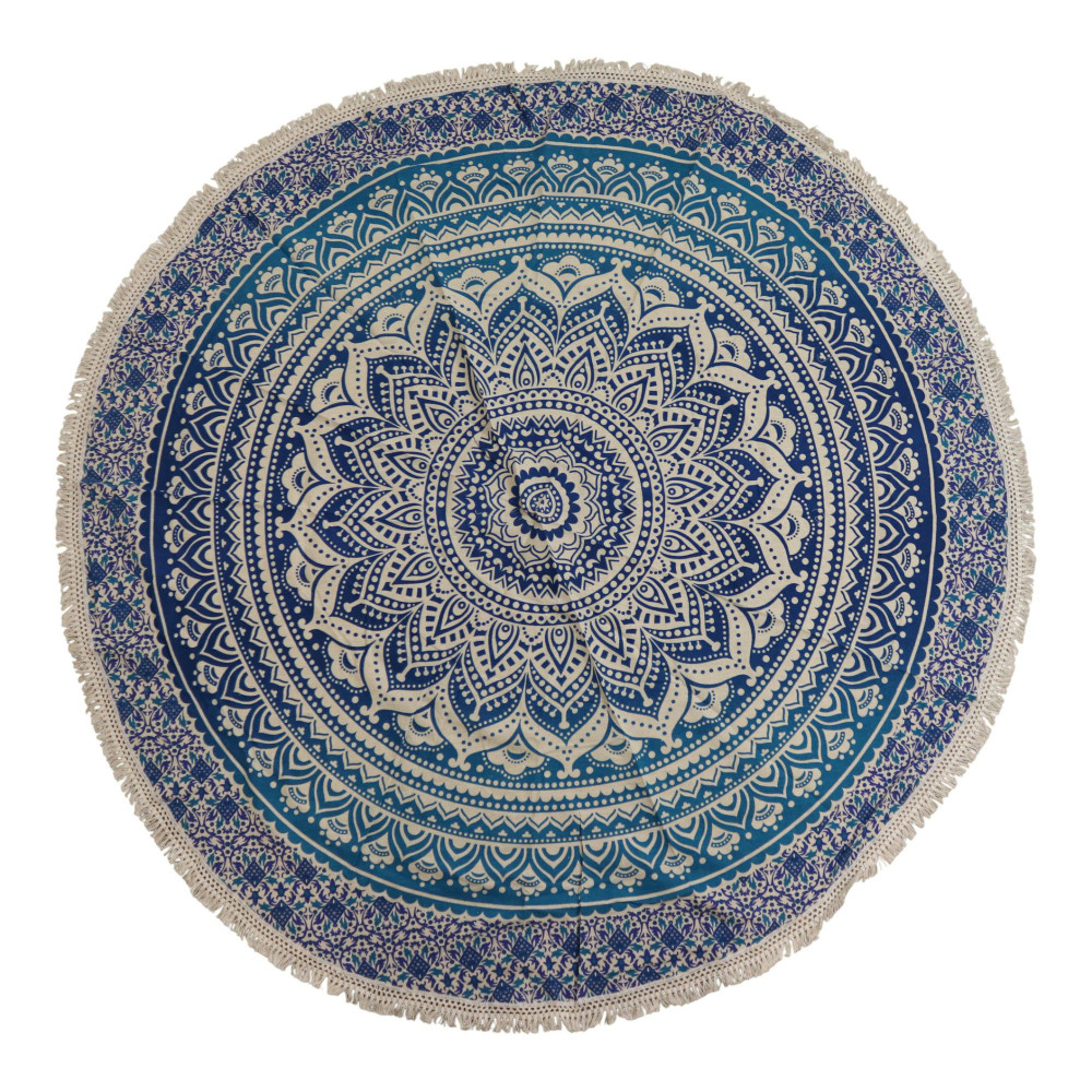 Petit mandala rond en coton (130 cm) - Bleu classique