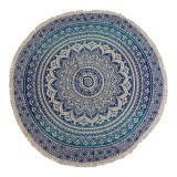 Petit mandala rond en coton (130 cm) - Bleu classique