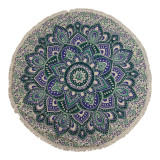 Petit mandala rond en coton (130 cm) - Turquoise et bleu