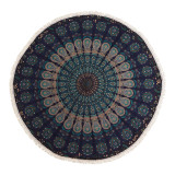 Petit mandala rond en coton (130 cm) - Bleu paon