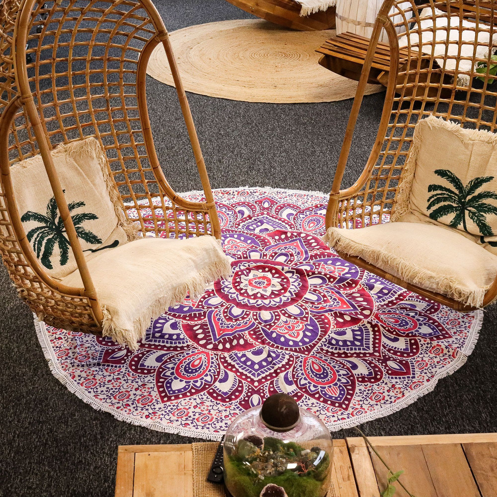 Grand mandala rond (180 cm) - Rose et violet
