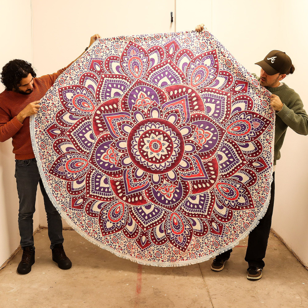 Grand mandala rond (180 cm) - Rose et violet