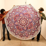 Grand mandala rond (180 cm) - Rose et violet