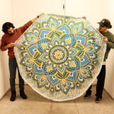Grand mandala rond (180 cm) - Jaune et bleu