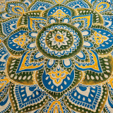 Grand mandala rond (180 cm) - Jaune et bleu