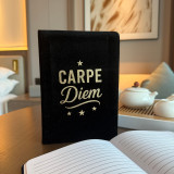 Carnet en velours noir - 80 pages - Carpe Diem