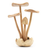 Sculpture artisanale en bois représentant des parasites - Ensemble de 4 grands champignons