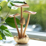 Sculpture artisanale en bois représentant des parasites - Ensemble de 4 grands champignons