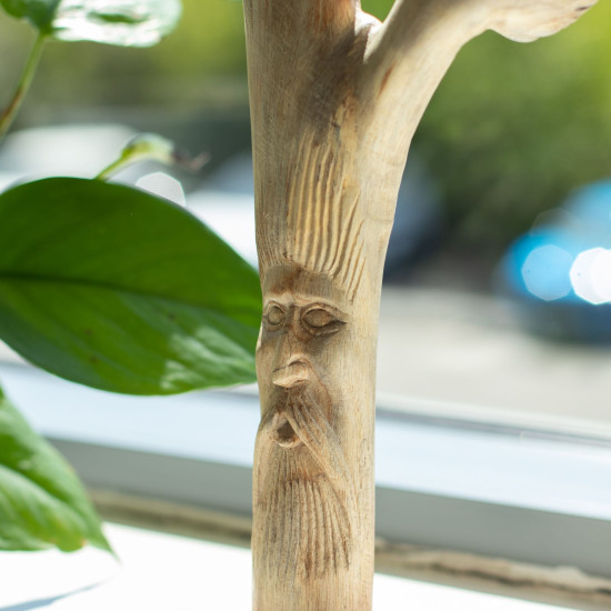 Sculpture artisanale en bois représentant un parasite - Greenman