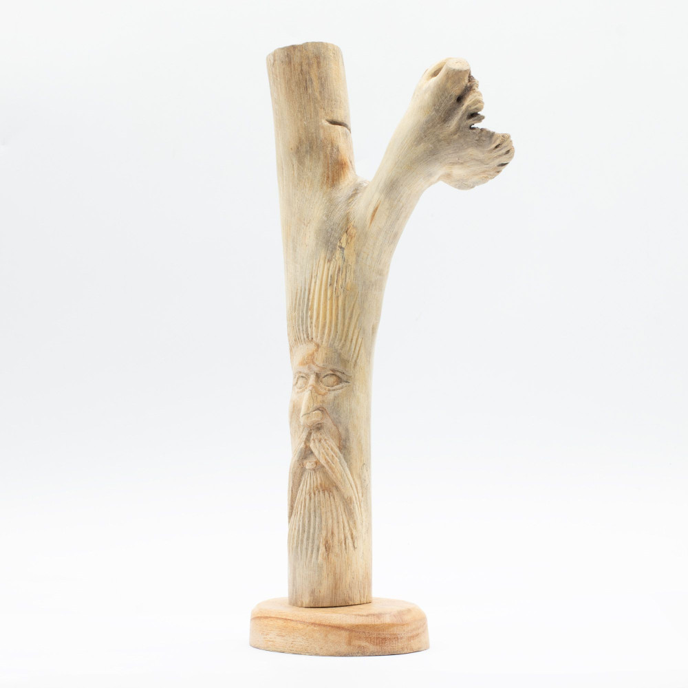 Sculpture artisanale en bois représentant un parasite - Greenman