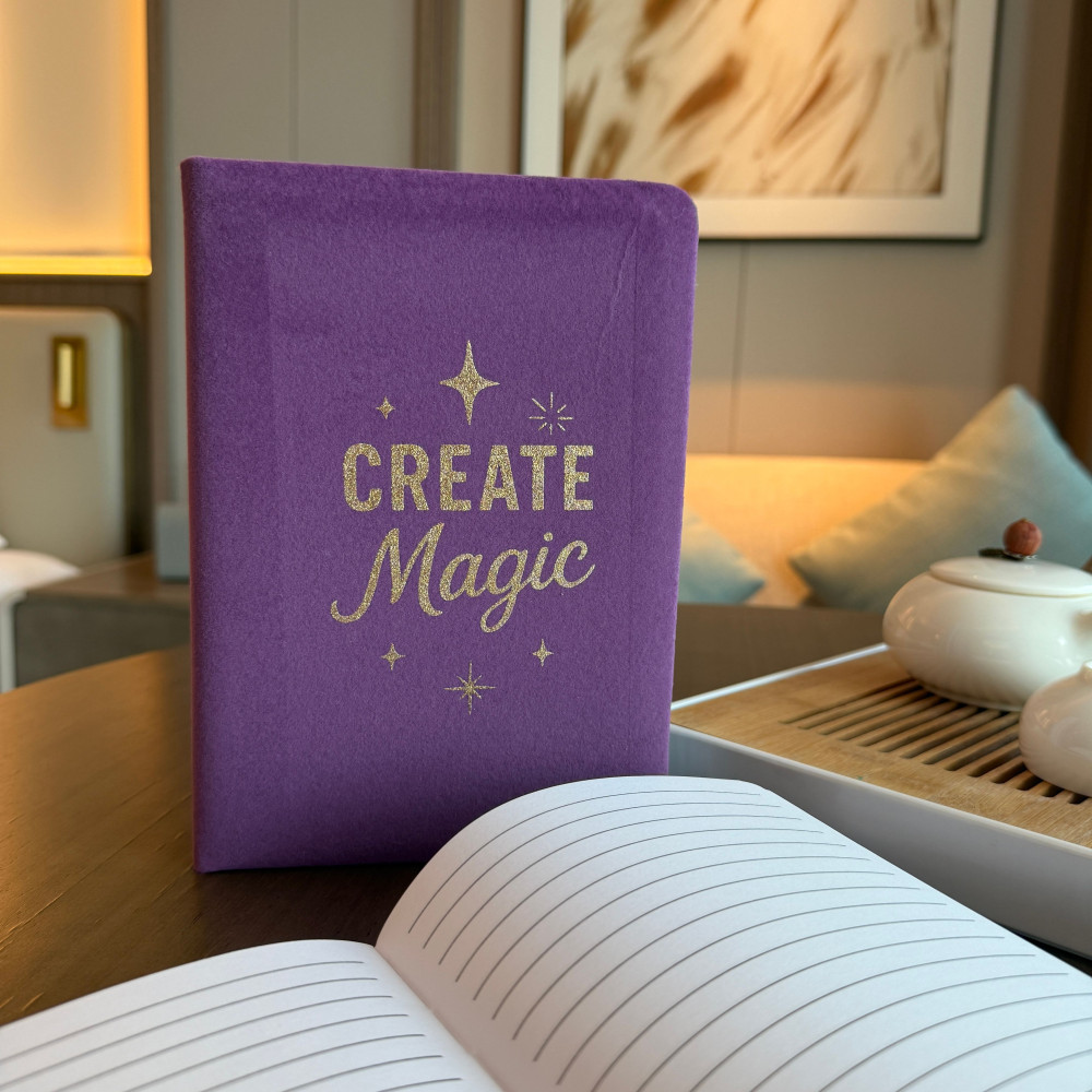 Carnet en velours violet - 80 pages - Créez de la magie