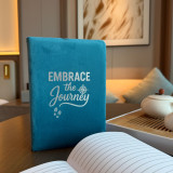 Carnet en velours bleu clair - 80 pages - Embrassez le voyage