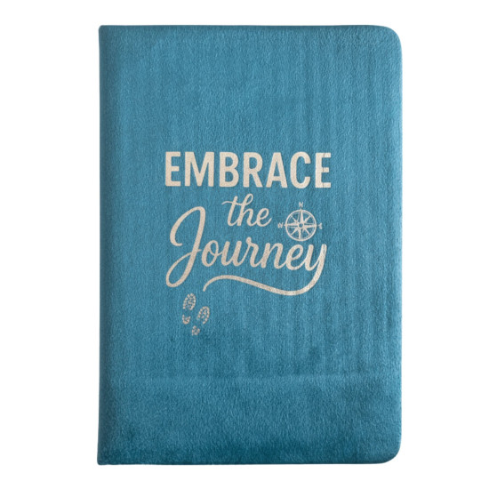 Carnet en velours bleu clair - 80 pages - Embrassez le voyage