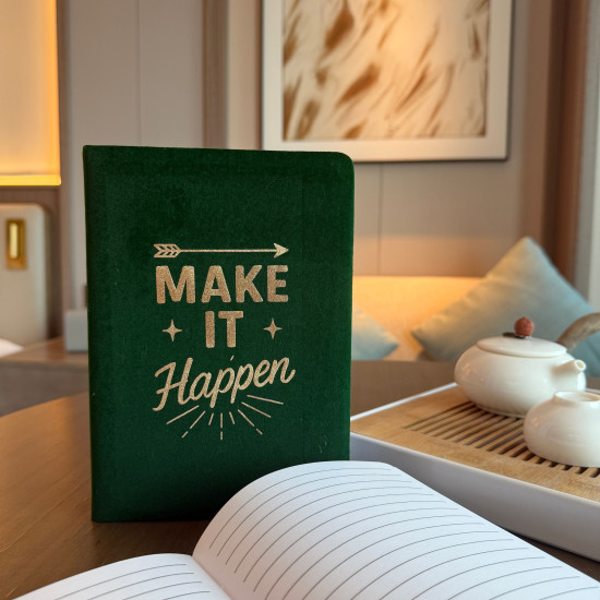 Carnet en velours vert foncé - 80 pages - Faites-le arriver