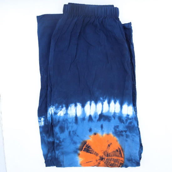 Pantalon de détente style japonais - Turquoise et orange - M