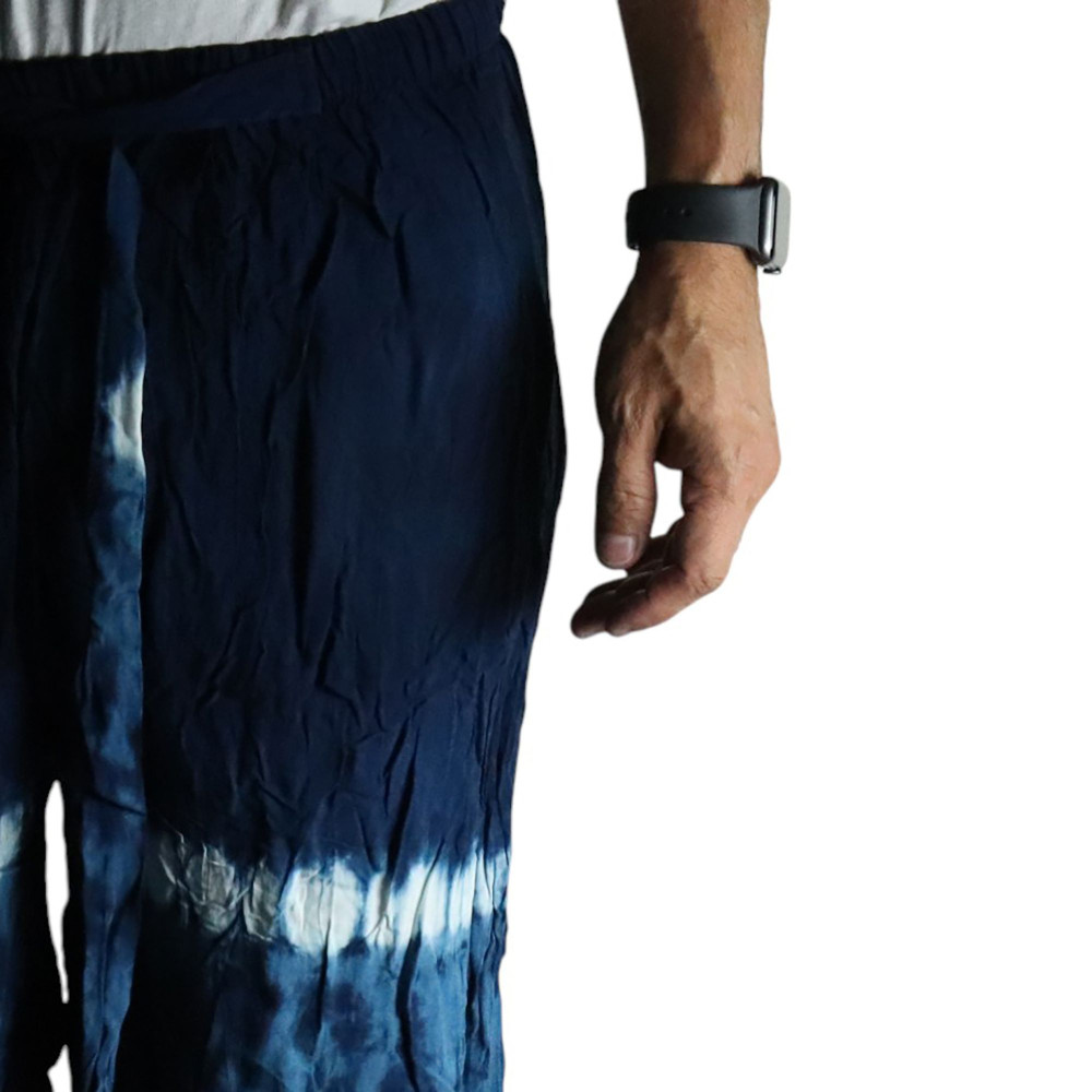 Pantalon de détente style japonais - Turquoise et orange - M