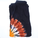 Pantalon de détente style japonais - Noir chocolat et orange - M