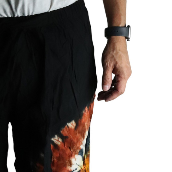 Pantalon de détente style japonais - Noir chocolat et orange - L