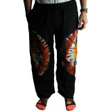 Pantalon de détente style japonais - Noir chocolat et orange - L