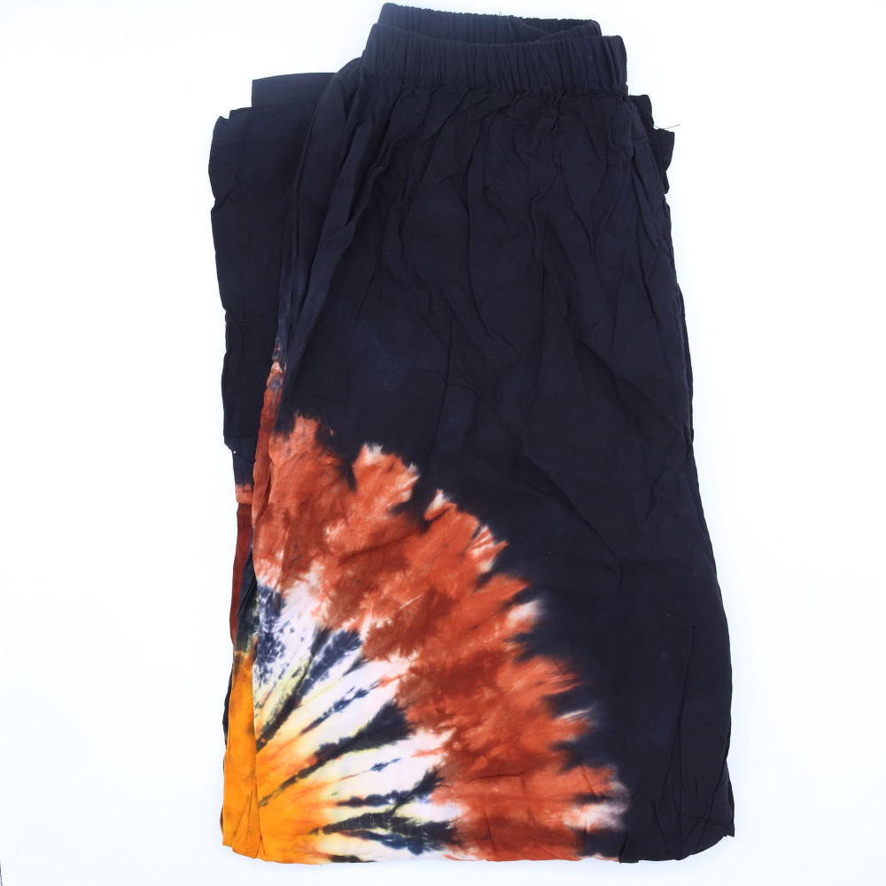 Pantalon de détente style japonais - Noir chocolat et orange - L
