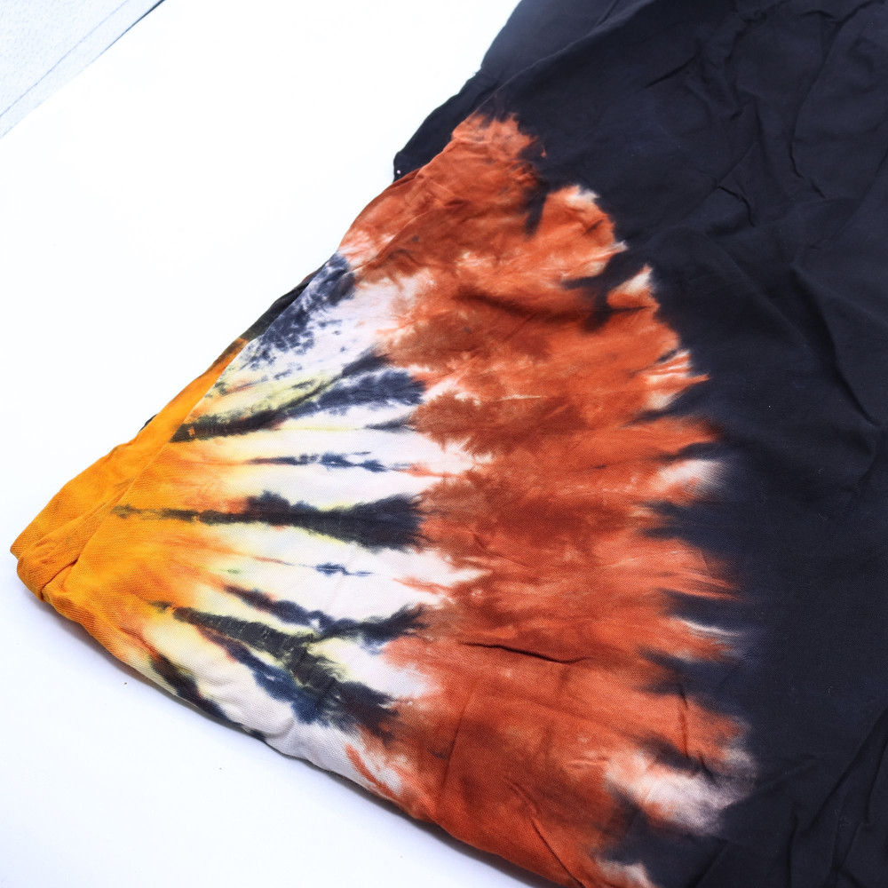 Pantalon de détente style japonais - Noir chocolat et orange - L