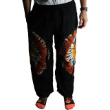 Pantalon de détente style japonais - Noir chocolat et orange - L