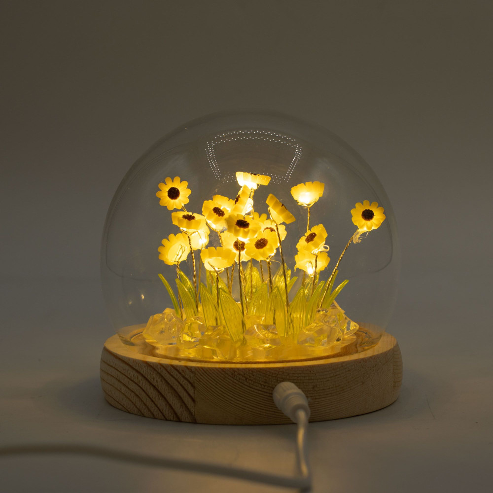 Dôme de jardin lumineux à fleurs - 20 tournesols - LED USB