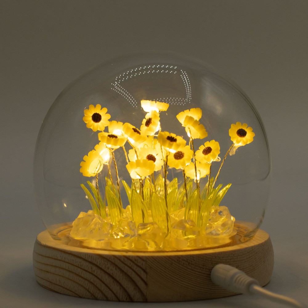 Dôme de jardin lumineux à fleurs - 20 tournesols - LED USB