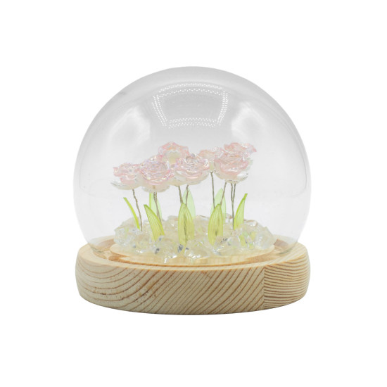 Dôme de jardin lumineux à fleurs - 10 roses roses - LED USB