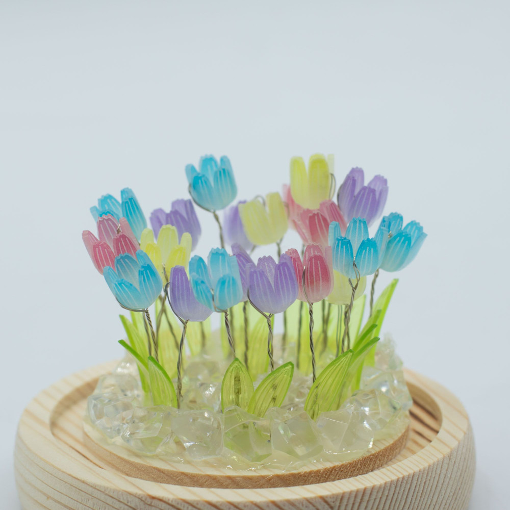 Dôme de jardin lumineux à fleurs - 20 tulipes multicolores - LED USB