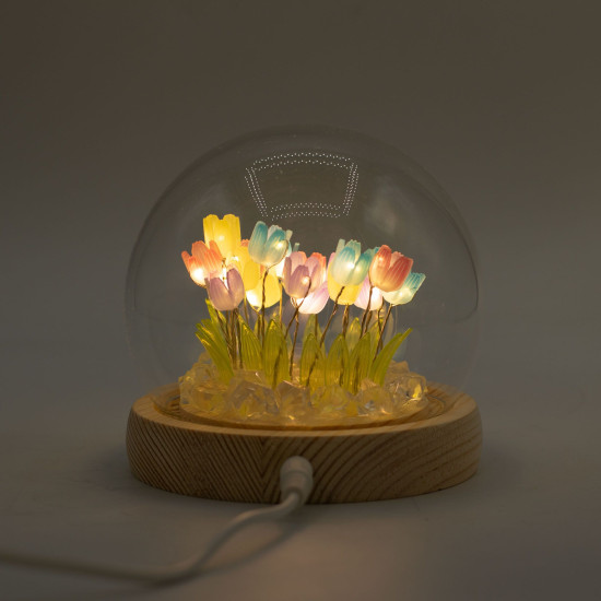 Dôme de jardin lumineux à fleurs - 20 tulipes multicolores - LED USB