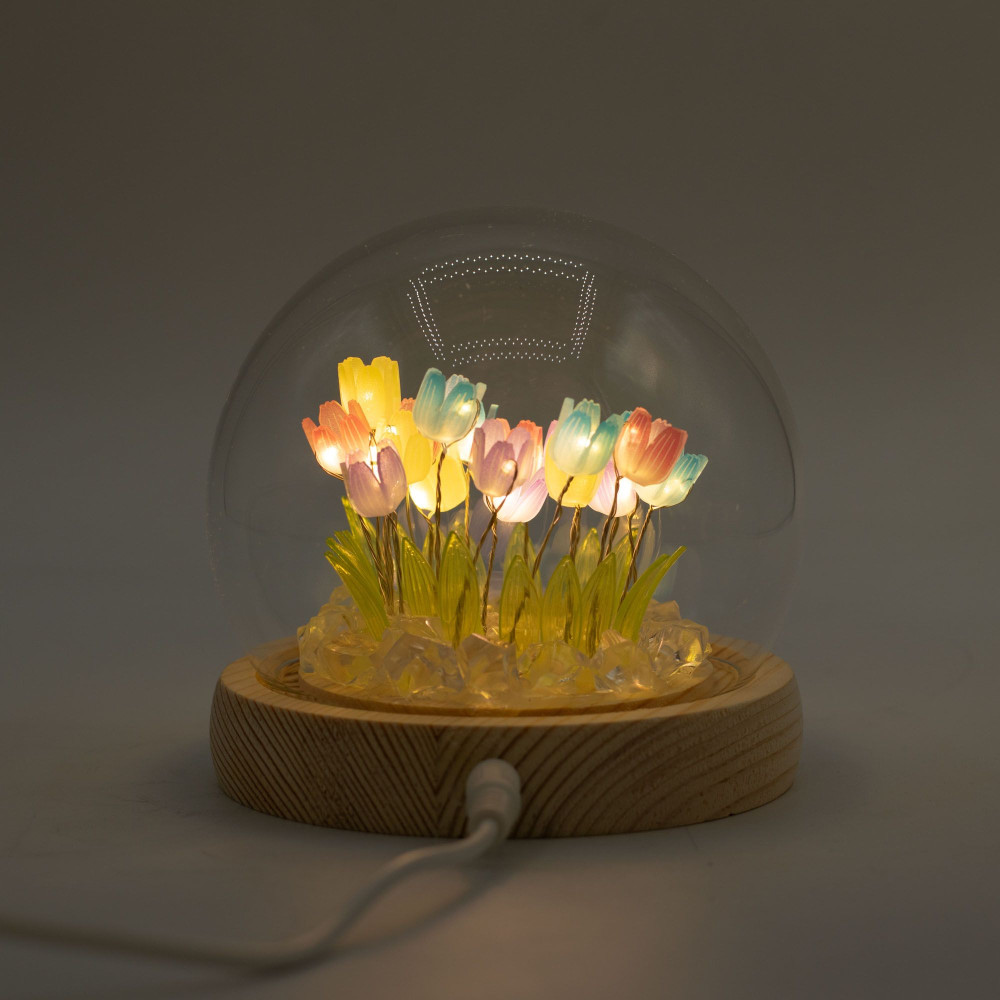 Dôme de jardin lumineux à fleurs - 20 tulipes multicolores - LED USB