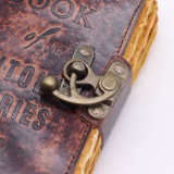 Carnet en cuir épais à bords frangés - Le livre des histoires inédites - 15 x 10 cm