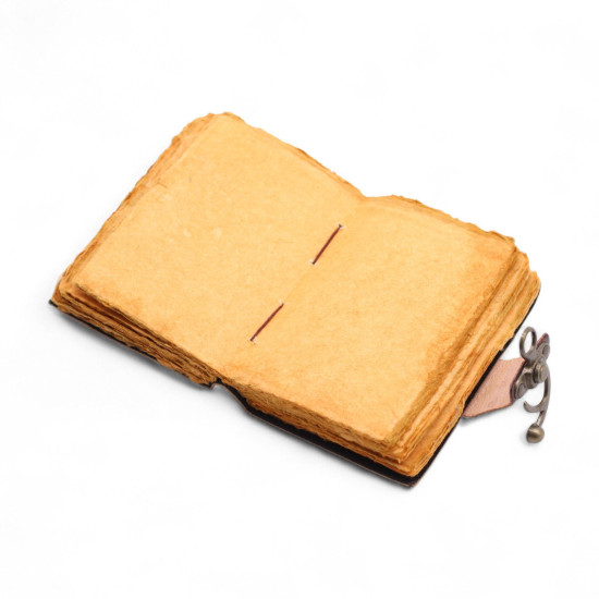 Carnet en cuir épais à bords frangés - Le livre des histoires inédites - 15 x 10 cm