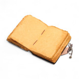 Carnet en cuir épais à bords frangés - Le livre des histoires inédites - 15 x 10 cm