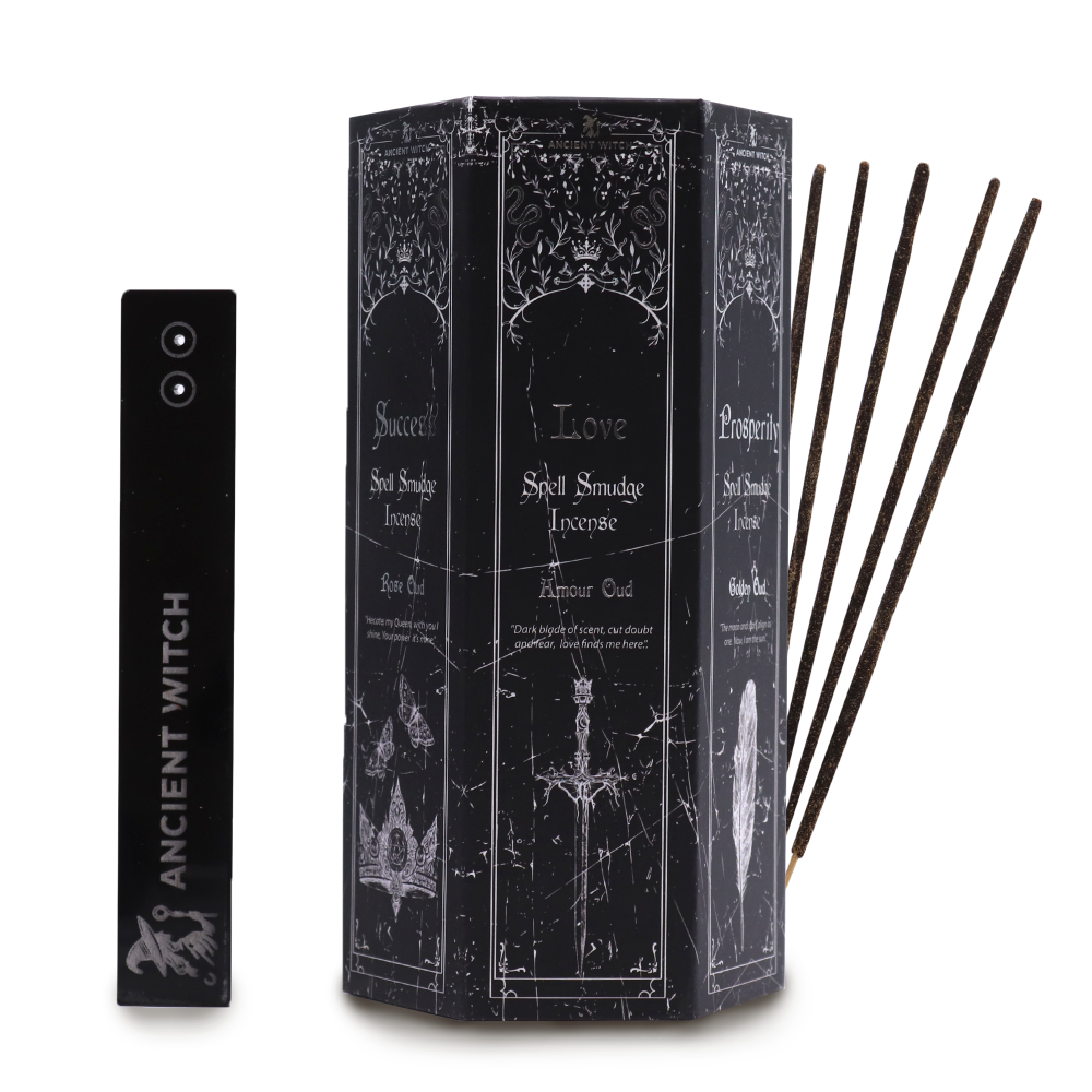 Présentoir à encens en forme de pyramide - Coffret de 5 senteurs et sorts de sorcières anciennes